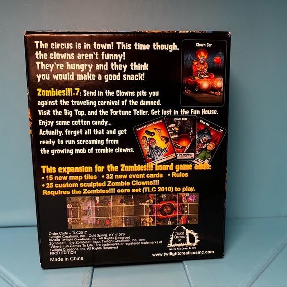 Twilight Creations’ Zombies!!! 7: Send in the Clowns Board Game - First Edition - Picture 2 of 9